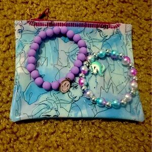 Fun set of 2 NWOT 🦄😊 bracelets w/sm Waterproof Anime style makeup/jewelry case